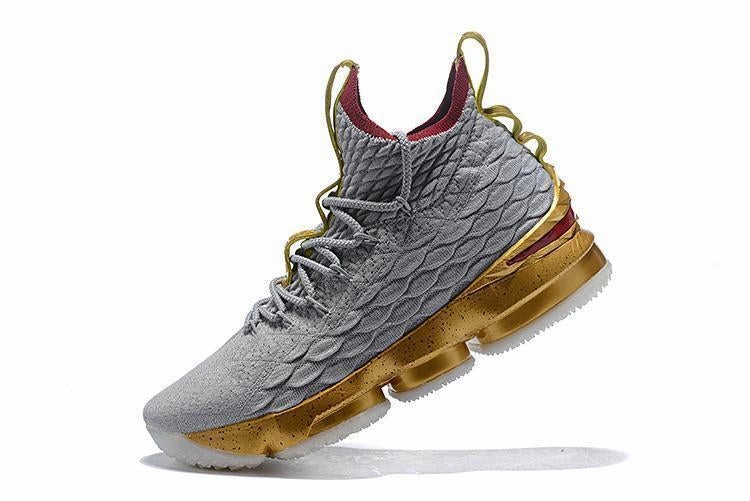 Asic Shoes For High Arches Nike Lebron XV 15 Grey Gold Bordeaux Men Shoes Sale Size US7,8,8.5,9,10,11,12