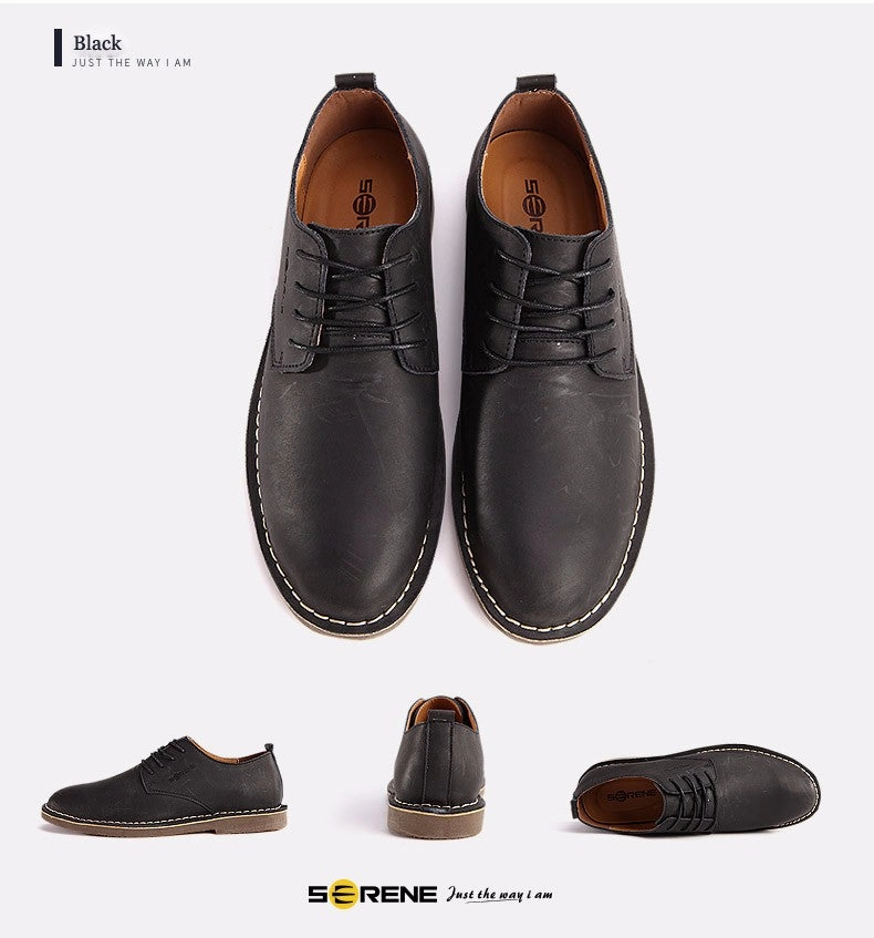 SERENE 2017 Casual Derby Cow Leather Men Shoes Sneakers Pants Casual Shoes Outfits