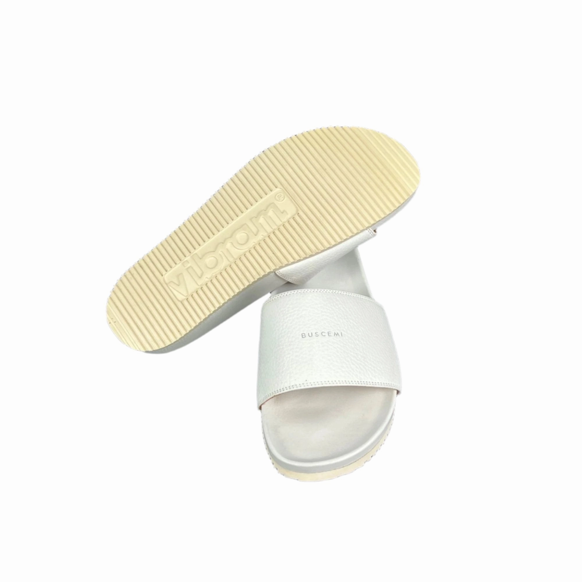 Buscemi Mens Slide Core Alce White Alce Leather Sandals Comfortable Slippers With Support