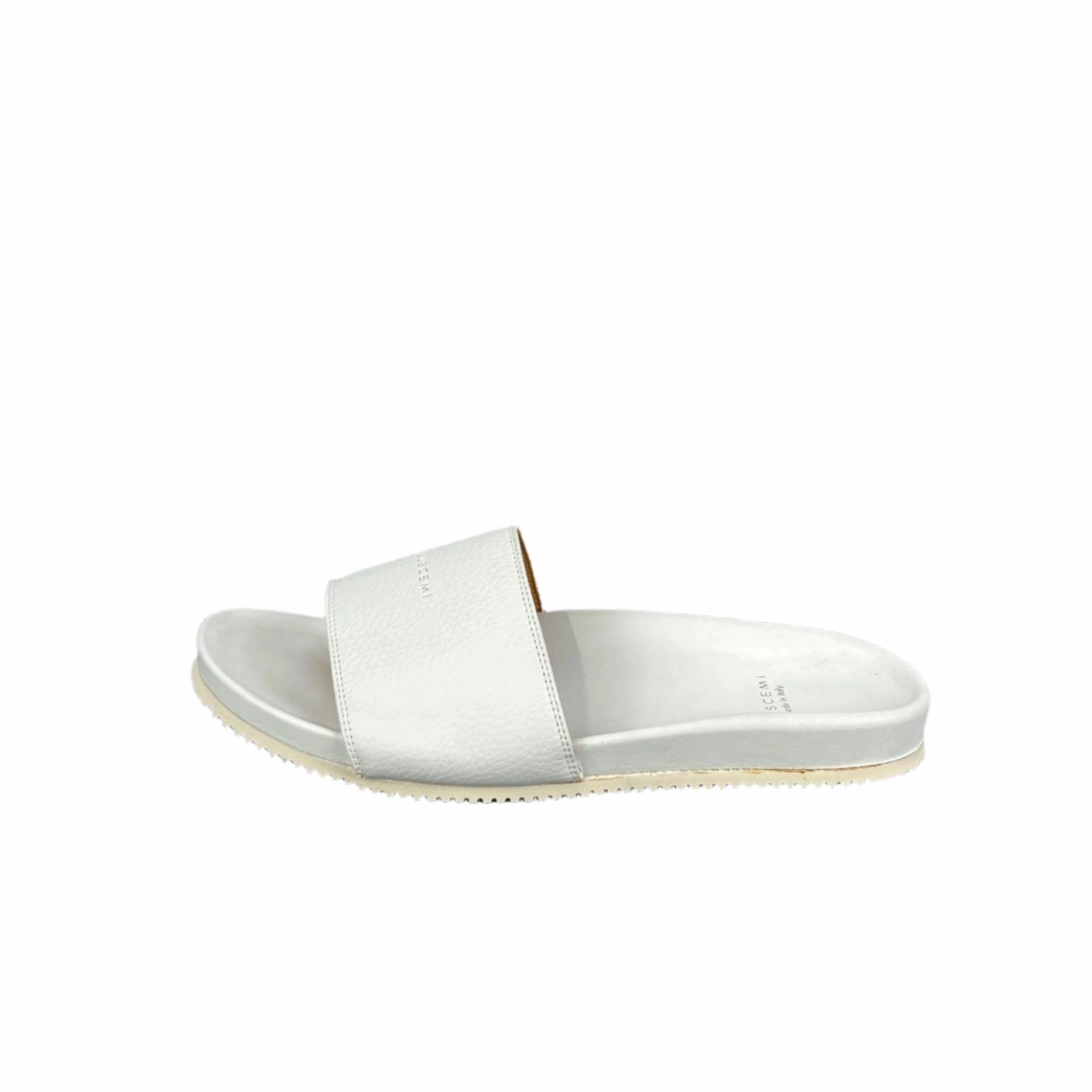 Buscemi Mens Slide Core Alce White Alce Leather Sandals Wild Rag Slide