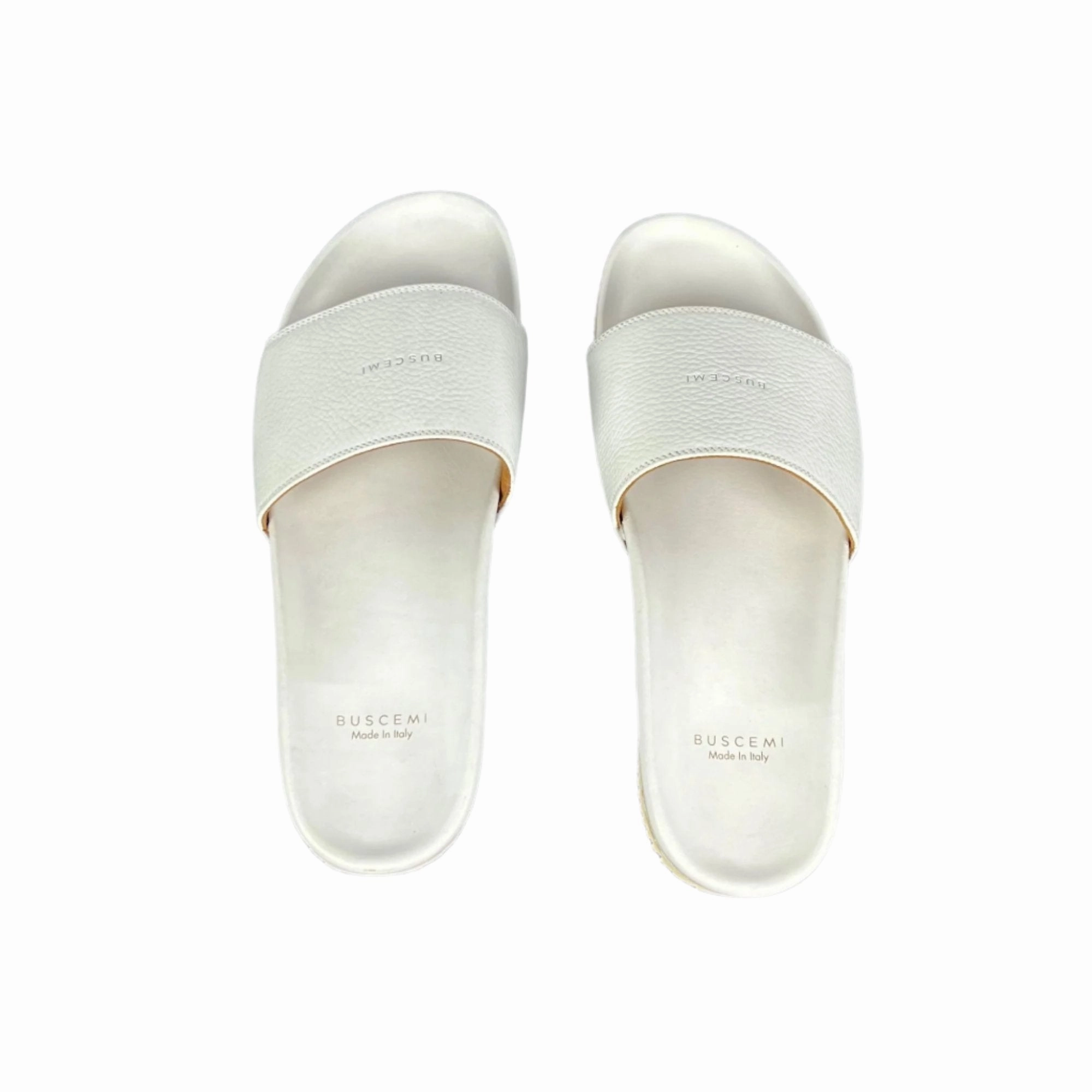 Buscemi Mens Slide Core Alce White Alce Leather Sandals Nest Slippers
