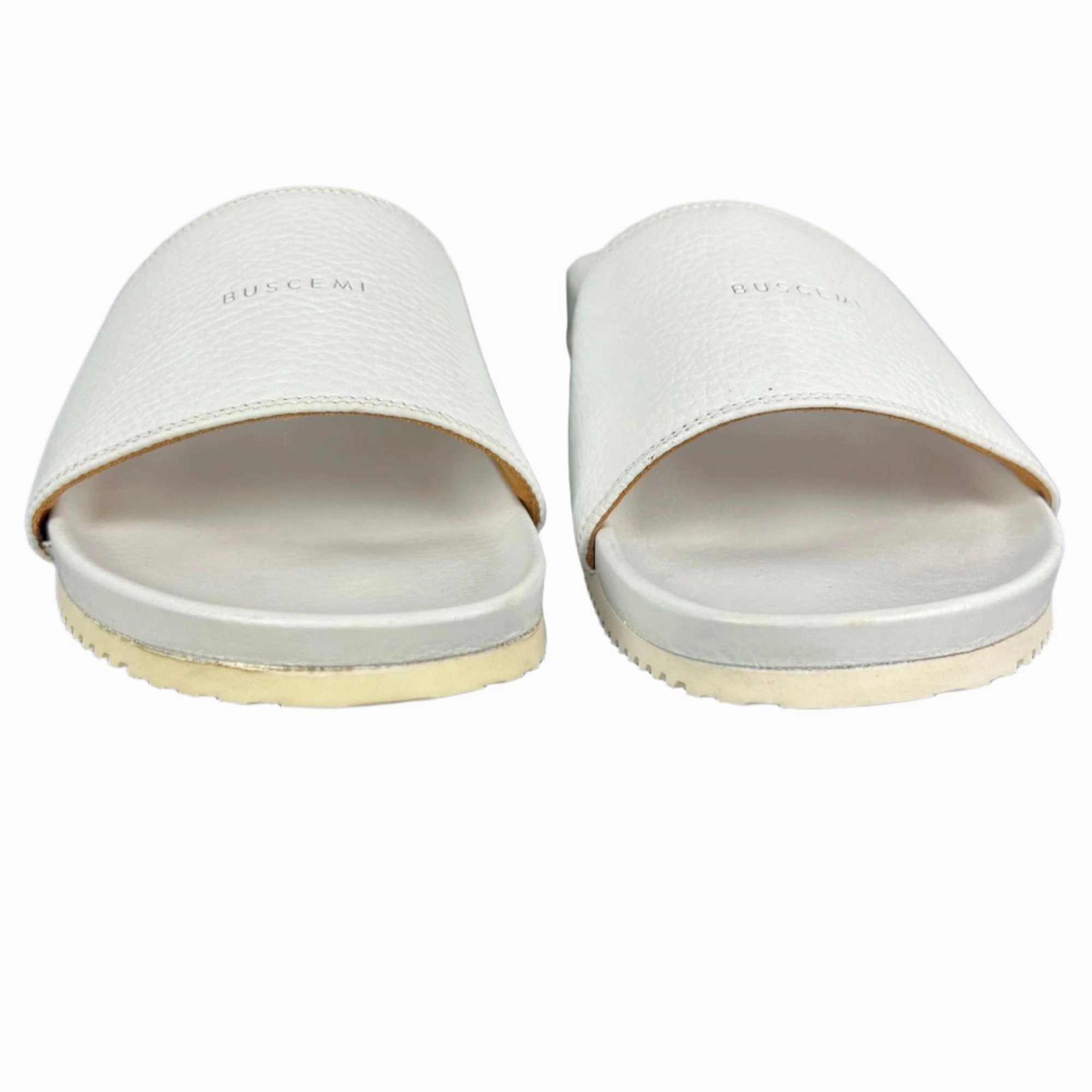 Armani Slippers Buscemi Mens Slide Core Alce White Alce Leather Sandals
