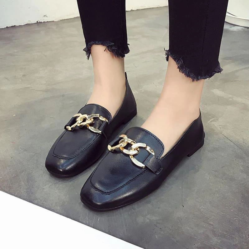 Shallow Mouth Loafers Summer Fashion Sweet Flats Pewter Loafers