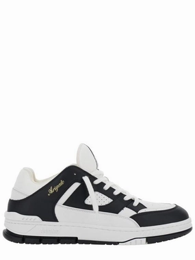 'Area Lo' Black And White Low Top Sneakers With Laminated Leather In Leather Blend Man Business Sneakers