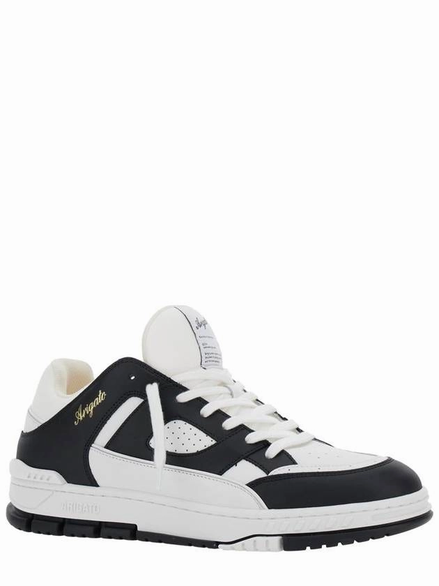 'Area Lo' Black And White Low Top Sneakers With Laminated Leather In Leather Blend Man Sneakers Go