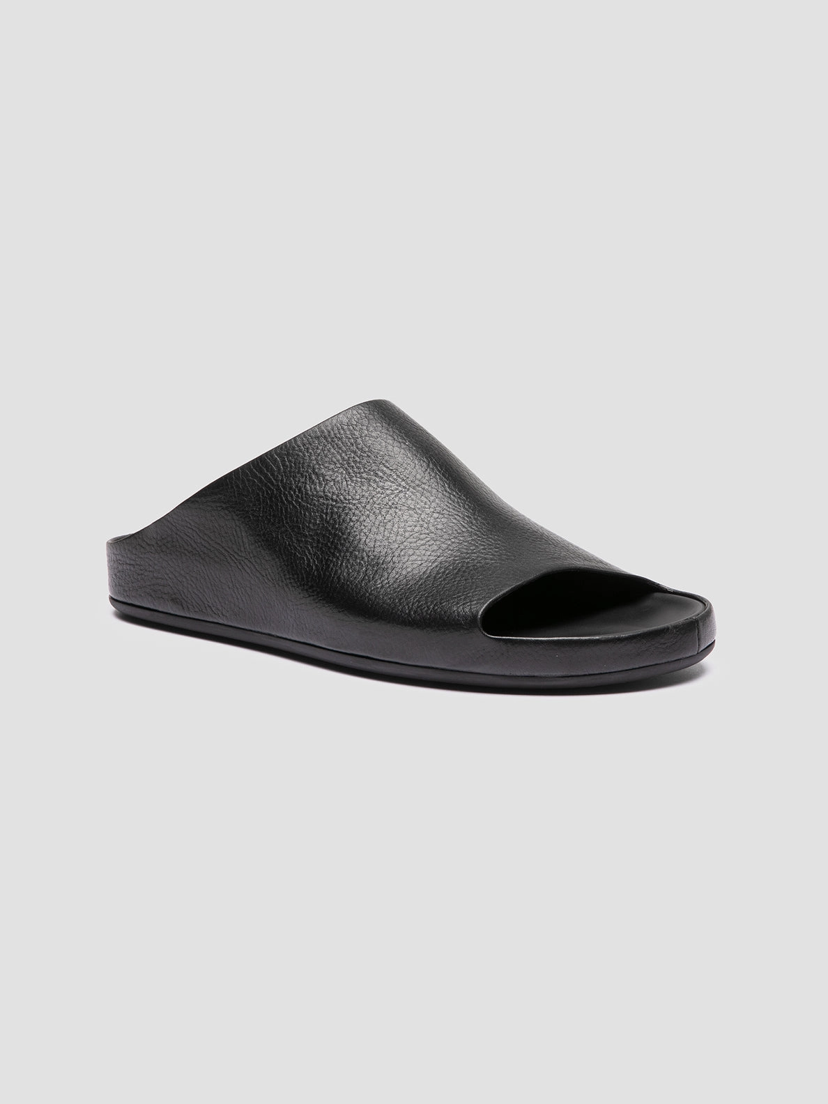 Wooden Japanese Sandals BABOUCHE 002 - Black Leather Mule Sandals