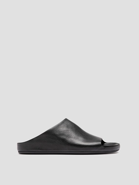 Slip Sandals BABOUCHE 002 - Black Leather Mule Sandals