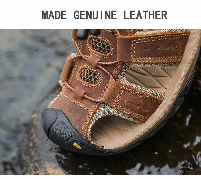 Genuine Leather Men Sandals Summer Men's Shoes Outdoor Water Shoes Leather Sandals For Men Jail Sandals