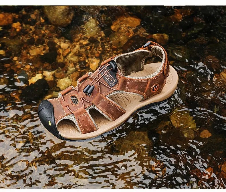 Genuine Leather Men Sandals Summer Men's Shoes Outdoor Water Shoes Leather Sandals For Men Platform Sandals Size 5