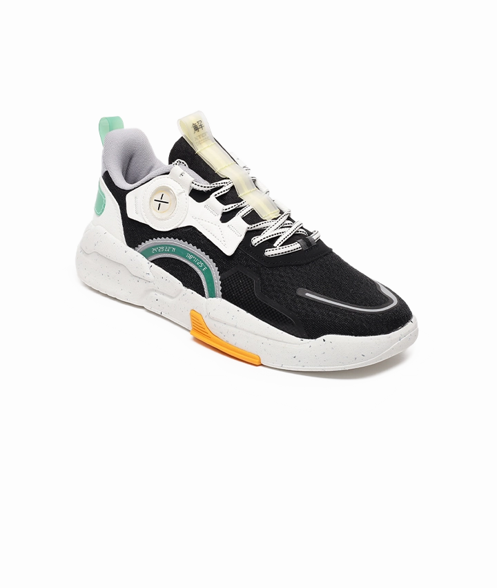 XTEP Men's Black White SoftPad Cool Lightweight Skateboarding Shoes (9UK) Flat Elastic Shoe Laces