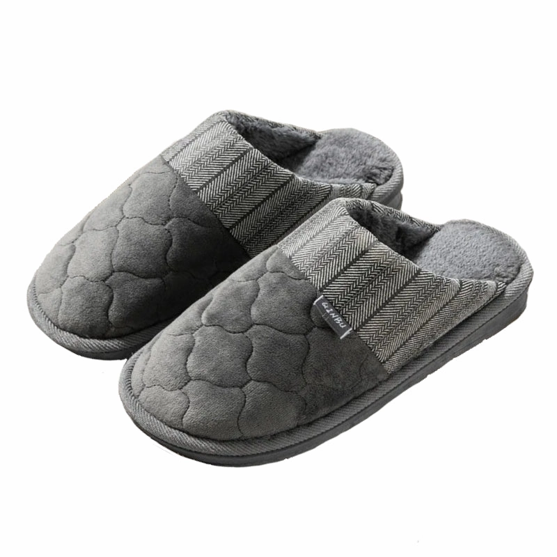 Luxury Fur Slippers Cuzcare Men Velvet Winter Slippers Nonskid Indoor Shoes