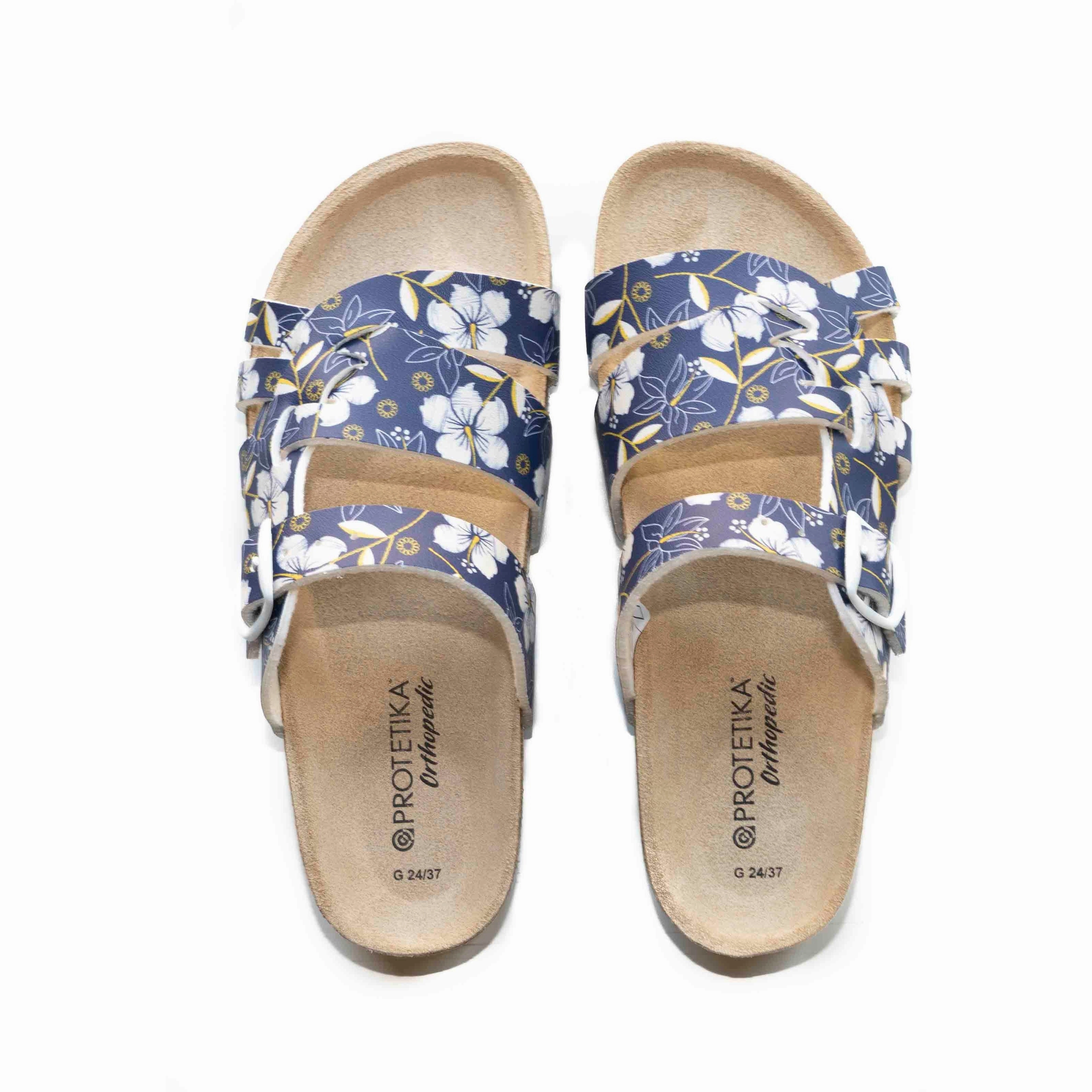 Athletic Shoes For Flat Feet T90: colour 96- white blue ladies orthotic sandals