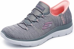 Skechers Women's Hands Free Slip-ins Summits-Everyday Set Sneaker grey/Coral Cute Sneakers