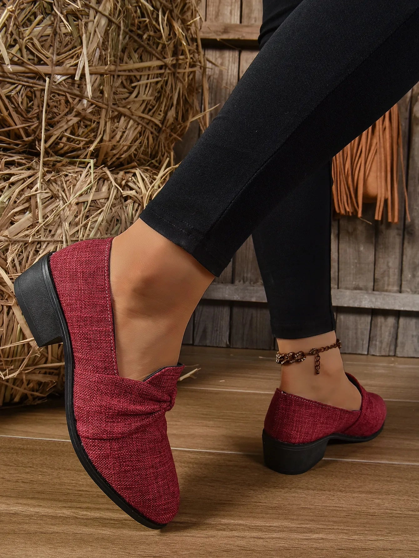 Hogan Loafers Women's Loafers Pointed Toe Chunky Heel Shoes