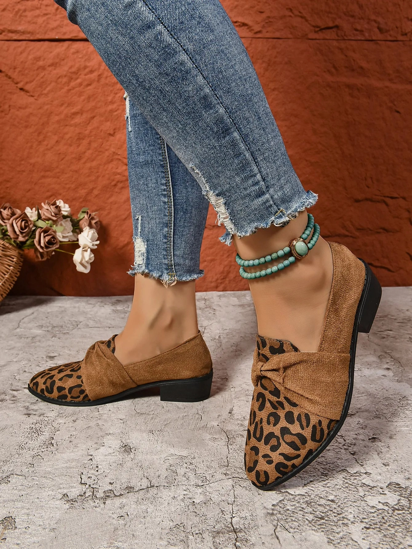 Loafers With Linen Pants Women's Loafers Pointed Toe Chunky Heel Shoes