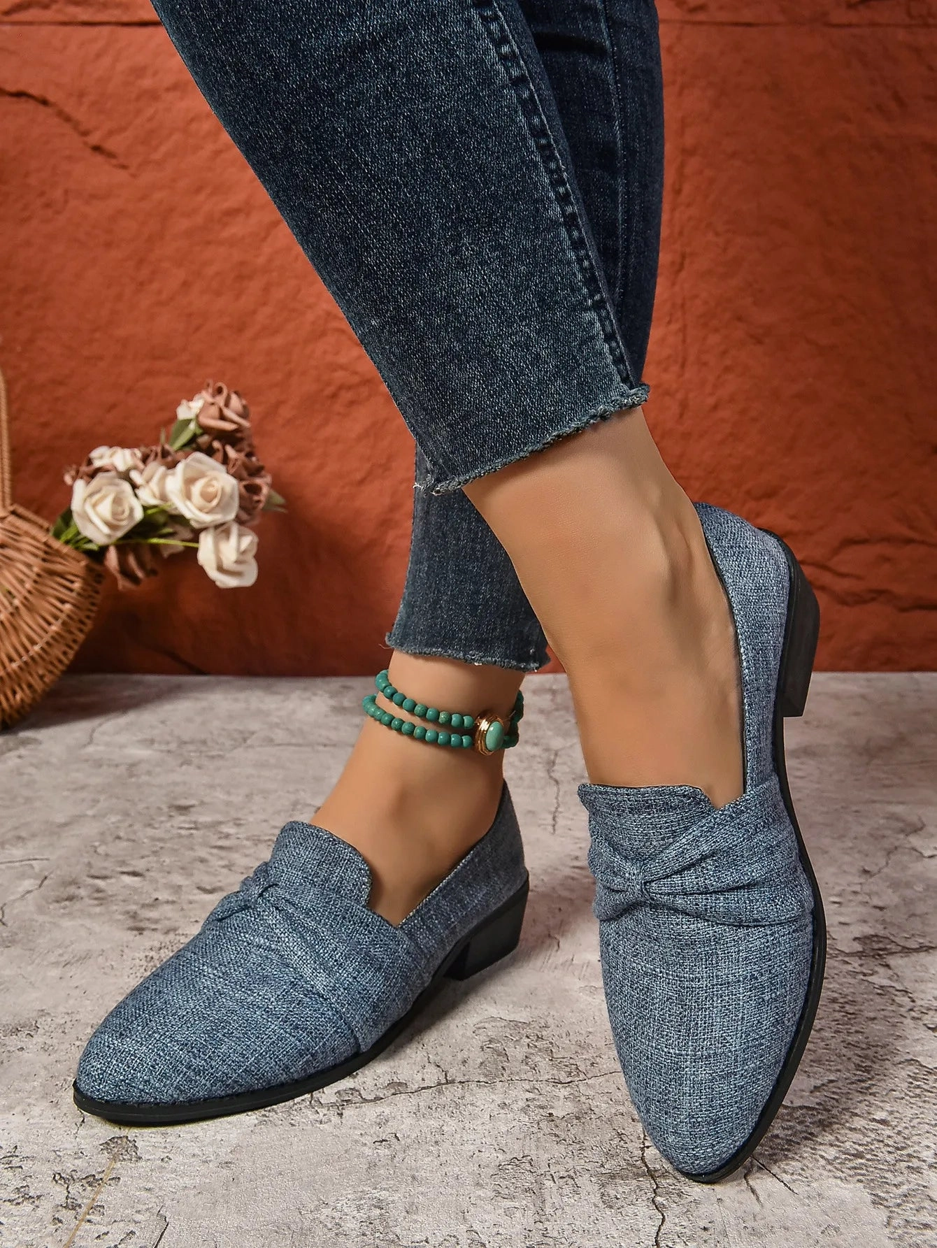 Women's Loafers Pointed Toe Chunky Heel Shoes Loafers Glory Rafting Tubing