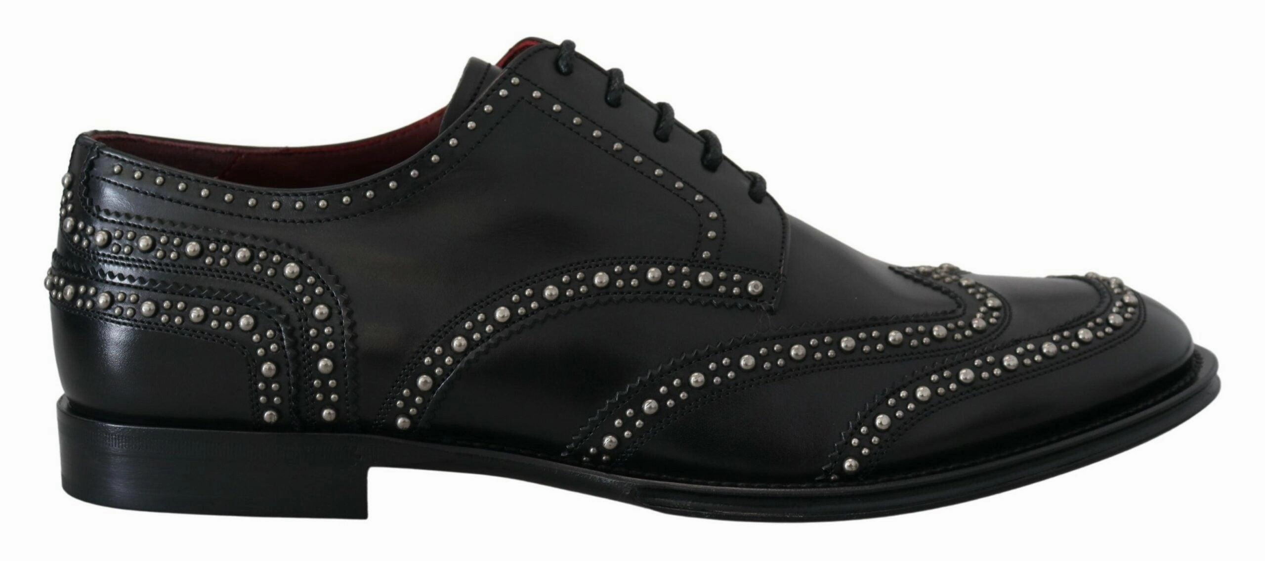 Nice Loafers Dolce & Gabbana Black Leather Derby Dress Studded Shoes