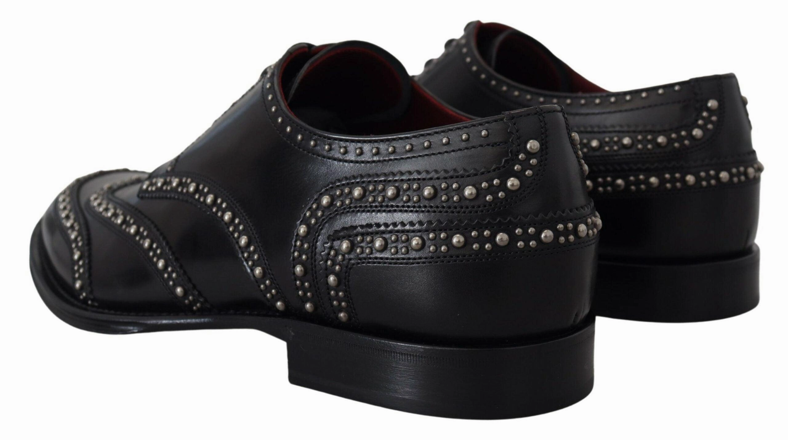 Loafers High Heels Dolce & Gabbana Black Leather Derby Dress Studded Shoes