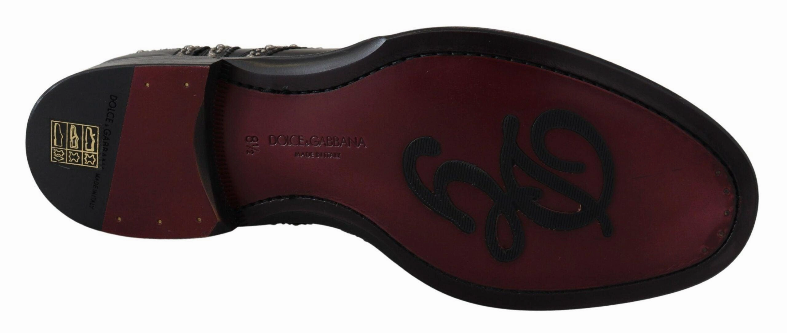 Dolce & Gabbana Black Leather Derby Dress Studded Shoes Loafers And Suit