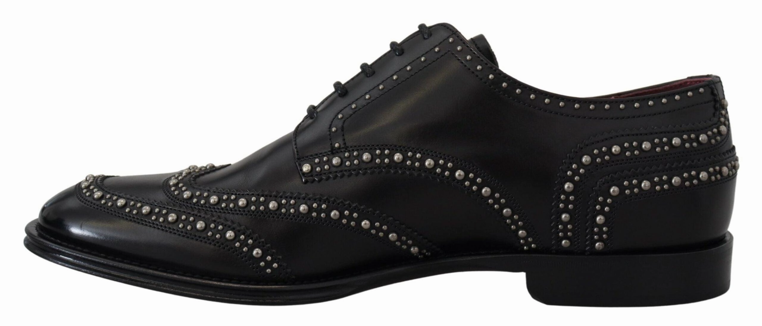 Size 11 Loafers Dolce & Gabbana Black Leather Derby Dress Studded Shoes