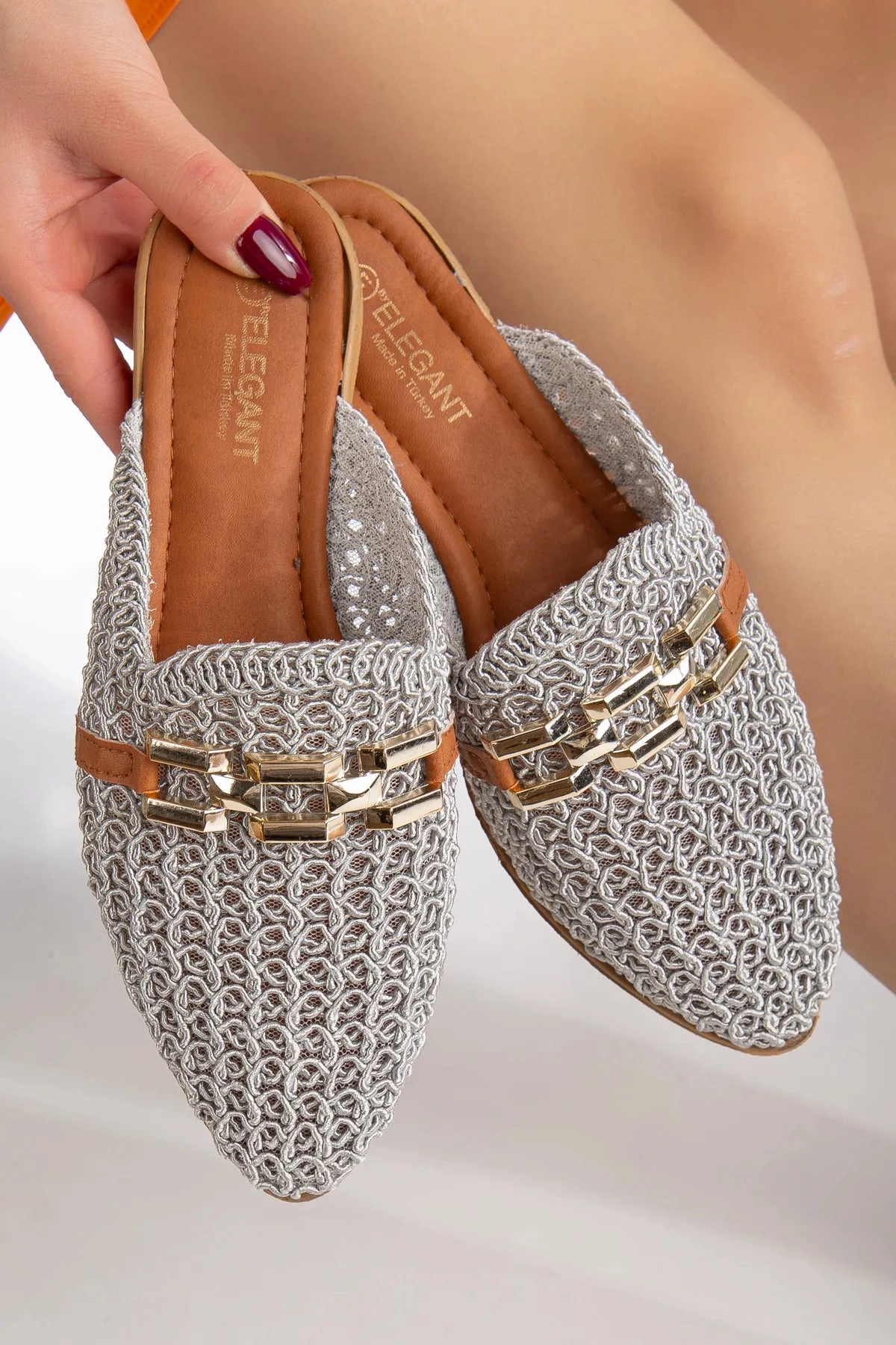 Real Slides Slipcat Women's Lace Embroidered Chain Home Slippers Outdoor Slippers