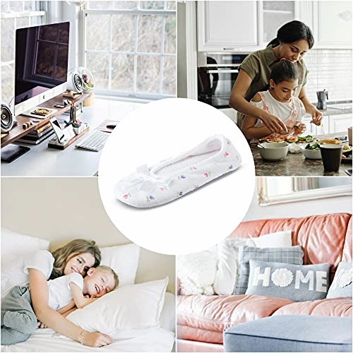 isotoner Women's Embroidered Terry Ballerina Slippers, White, Large / 8-9 True Religion House Slippers