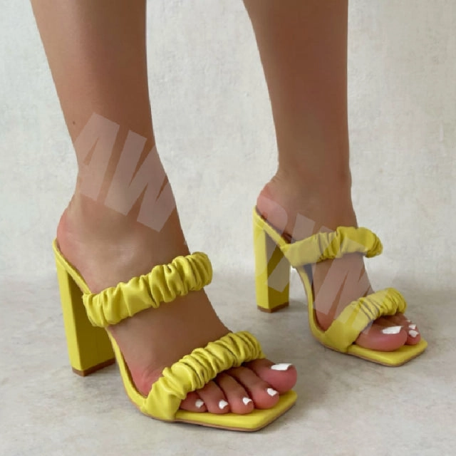 Zermatt Slippers Designer Slippers 2022 Fashion Pleated Female Sandals Sexy Open Toe High Heels Lady Pumps Dress Party Shoes Women Summer Slides