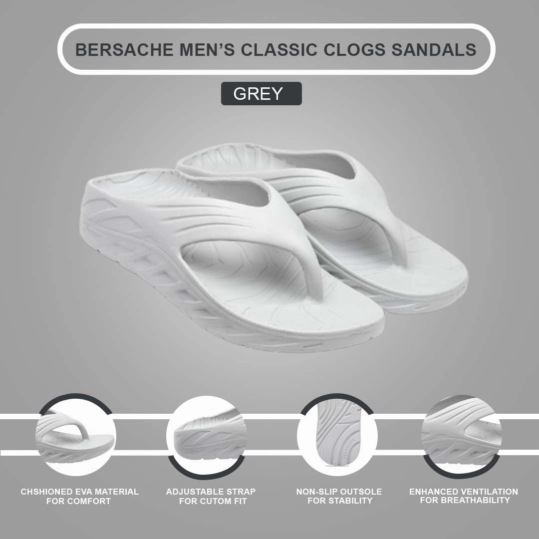 Bersache Extra Soft Classic Casual with  Regular wear with Ultra Soft & Flexibility Technology Clog's for Men's & Boy's (6096-Grey) Bridal Fluffy Slippers