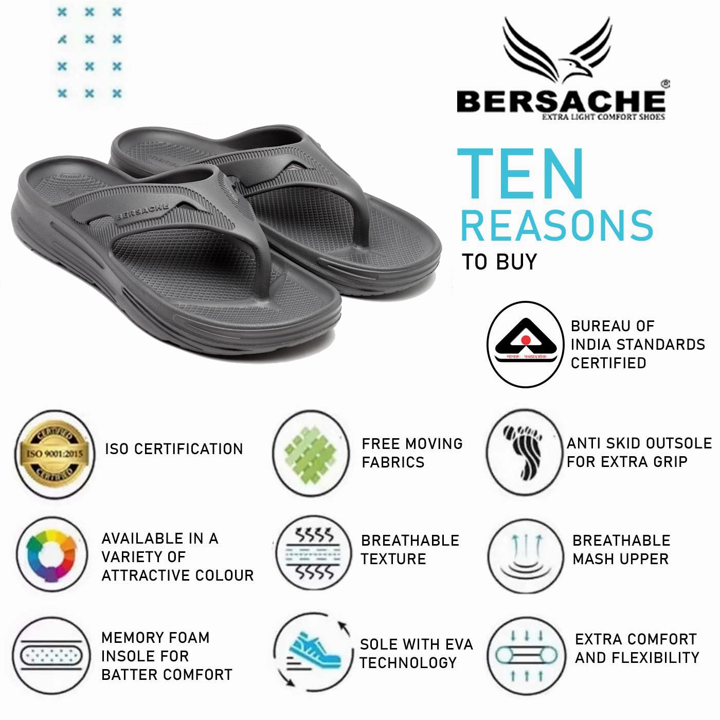 Bersache Extra Soft Classic Casual with  Regular wear with Ultra Soft & Flexibility Technology Clog's for Men's & Boy's (6122-Grey) Slide On Sandals
