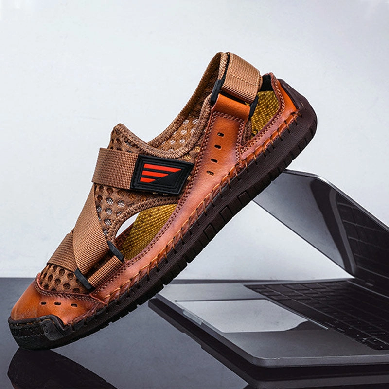 SURSELL Men's Casual Beach Breathable Plus Size Sandals Slippers Print