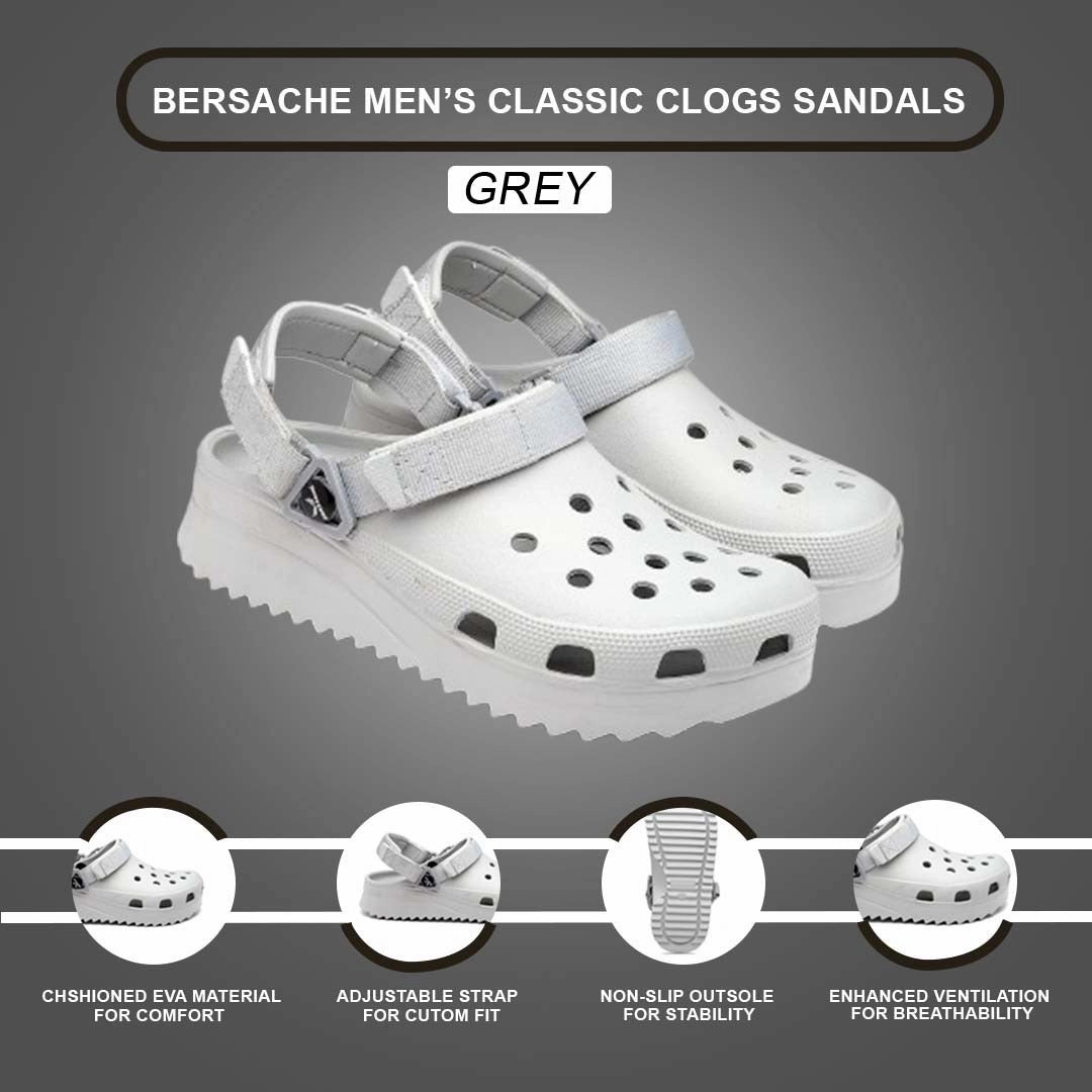 Bersache Extra Soft Classic Casual with  Regular wear with Ultra Soft & Flexibility Technology Clog's for Men's & Boy's (6136-Grey) Cute Home Slippers