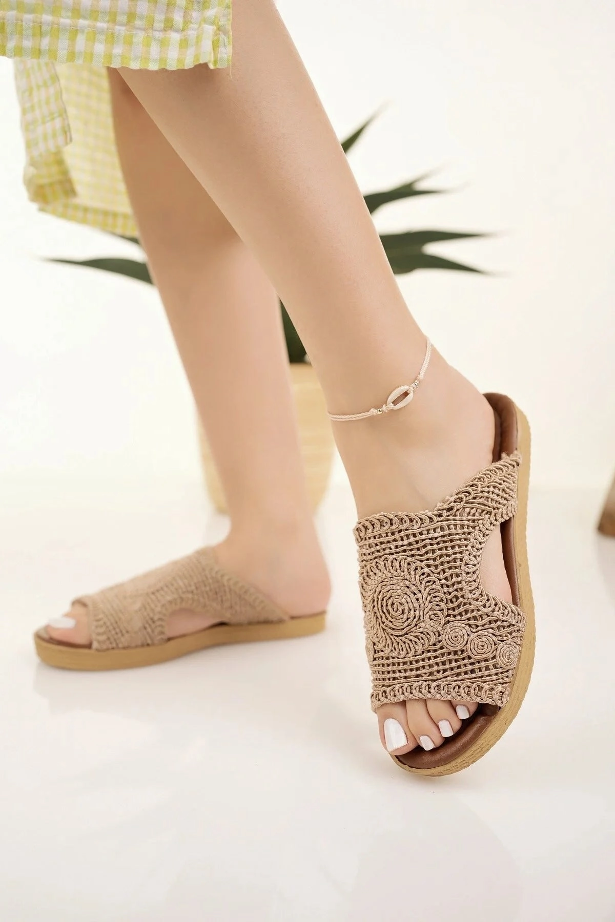 Slippers For Painful Feet Modafrsat Women's Straw Knitting Lace Slippers