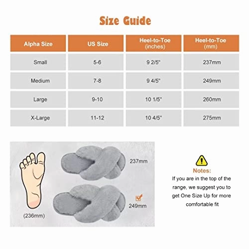 3d Printer Slippers DOIOWN Womens Fuzzy Slippers Cross Band Fluffy Slippers Faux Fur Slippers Plush House Open Toe Cozy Slippers for Women (Grey, Size 11-12)