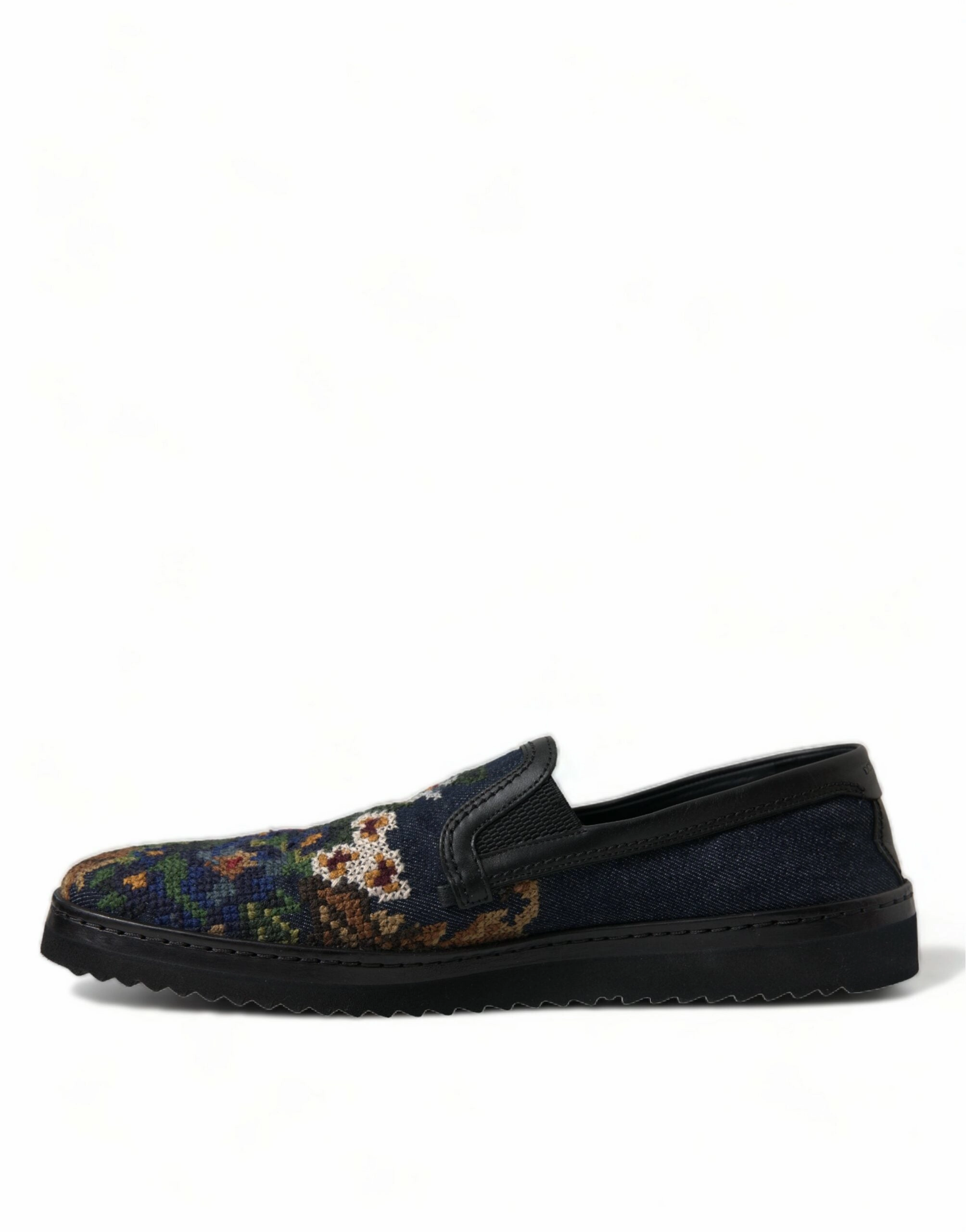 Non Slip For Slippers Dolce & Gabbana Multicolor Floral Slippers Men Loafers Shoes