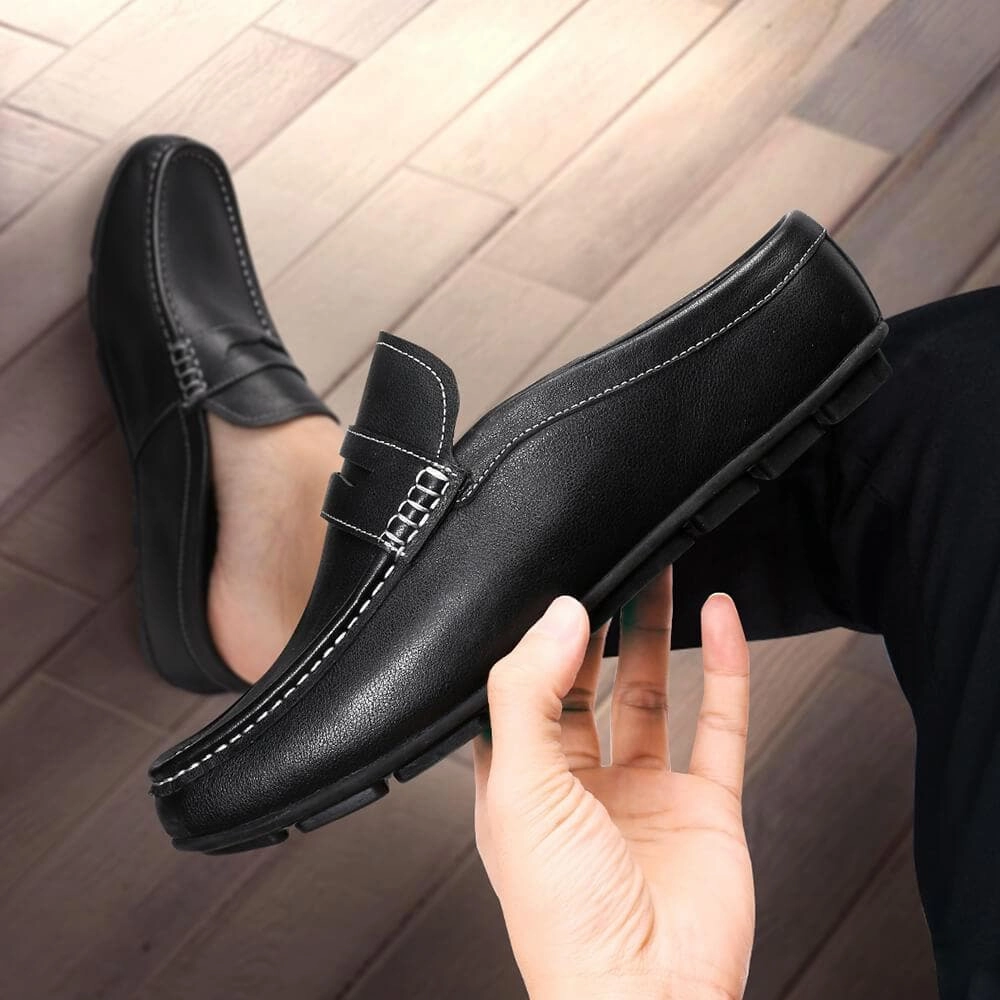 Good Quality Slippers 5 CM / 1.95 Inches Taller - CMR CHAMARIPA Height Increasing Loafers Shoes Black Leather Dress Slipper Elevator Moccasins Driving Shoes
