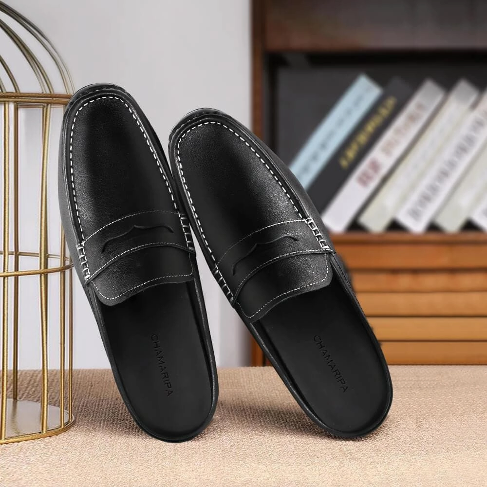 5 CM / 1.95 Inches Taller - CMR CHAMARIPA Height Increasing Loafers Shoes Black Leather Dress Slipper Elevator Moccasins Driving Shoes Dearfoams Slippers