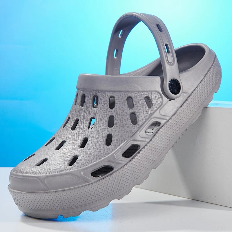 Yeknu Summer Men Sandals Platform Clogs Beach Slippers Men Shoes Aqua Breathable Hollow Out Garden Slippers black Water Shoes Doodle Fur Slides