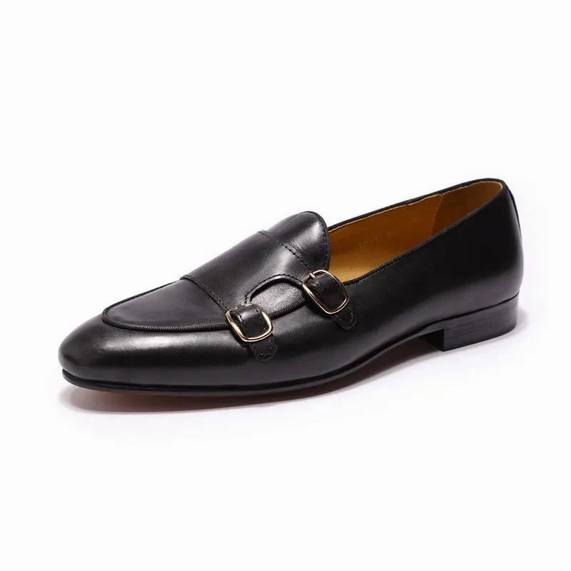 Gowalk Flex-athletic Slip-on Casual Walking Shoes Special design stylish double monk strap slip on genuine leather men dress shoes