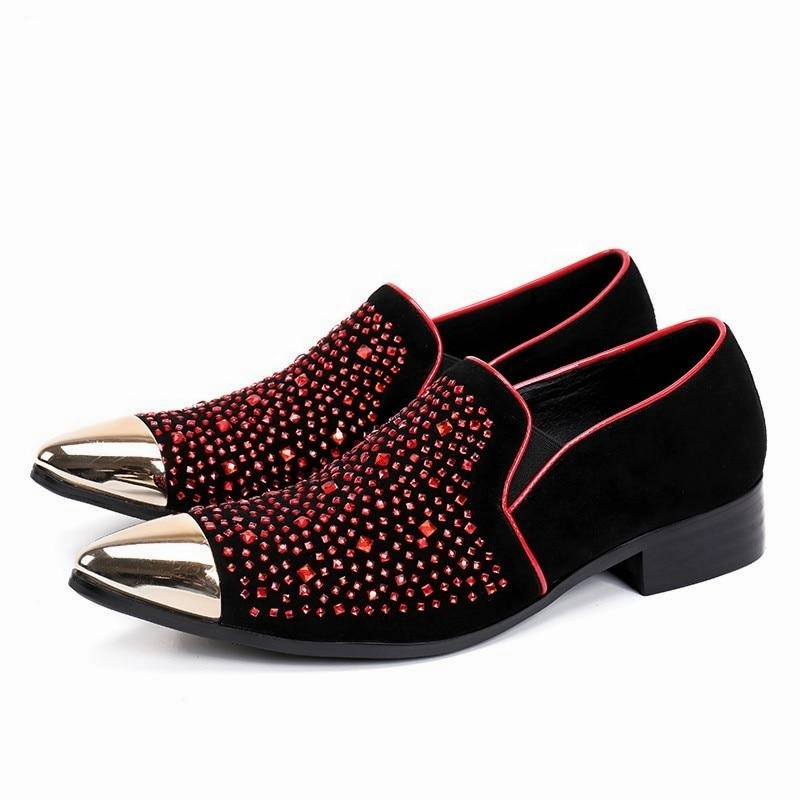 Loafers And Skirts Designer Fashion Crystal Men Party Shoes Wedding Banquet Men Formal Shoes Slip on Loafers Italian Leather Shoes