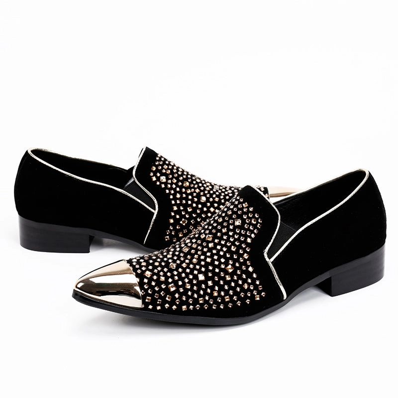 Janie Loafers Designer Fashion Crystal Men Party Shoes Wedding Banquet Men Formal Shoes Slip on Loafers Italian Leather Shoes