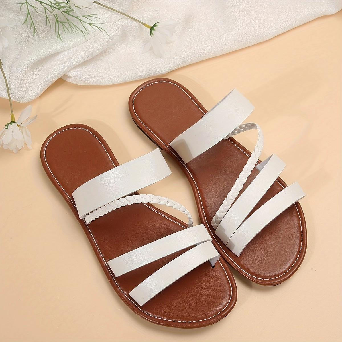 Women's Casual Flat Slides |  Open Toe Slip On Shoes Best Comfortable Business Casual Shoes
