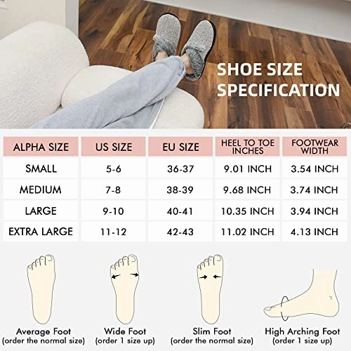 Homitem Fuzzy Slippers for Women Indoor and Outdoor Fluffy Bedroom House Shoes with Arch Support Memory Foam Winter Warm Ladeis Cute Comfy Cozy Grey Size 9-10 Custom Picture Slippers