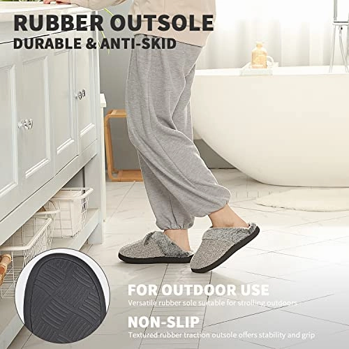 Homitem Fuzzy Slippers for Women Indoor and Outdoor Fluffy Bedroom House Shoes with Arch Support Memory Foam Winter Warm Ladeis Cute Comfy Cozy Grey Size 9-10 Summer House Slippers