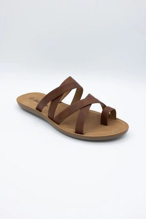 Sandals Vacations Bahamas Soda Isabel Strappy Toe Sandals for Women in Cognac | ISABEL-S COGNAC