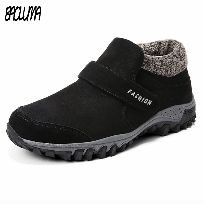 Winter Ankle Boots Men Suede Leather Winter Shoes Men Tennis Sneakers Winter Ankle Boots Male Warm Working Casual Botas Hombre Flat Dolly Shoes