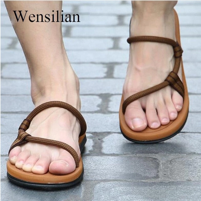 Slides Size Chart Sandals Men Sandalias Hombre Gladiator Sandals for Male Summer Roman Beach Shoes Flip Flops Slip on Flats Slippers Slides