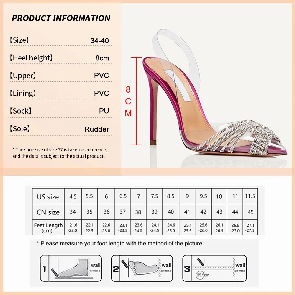 2024 Summer Occasion Women Summer Sexy High Heels Rhinestones Elegant Pointed Toe Party Shoes Champagne Slippers