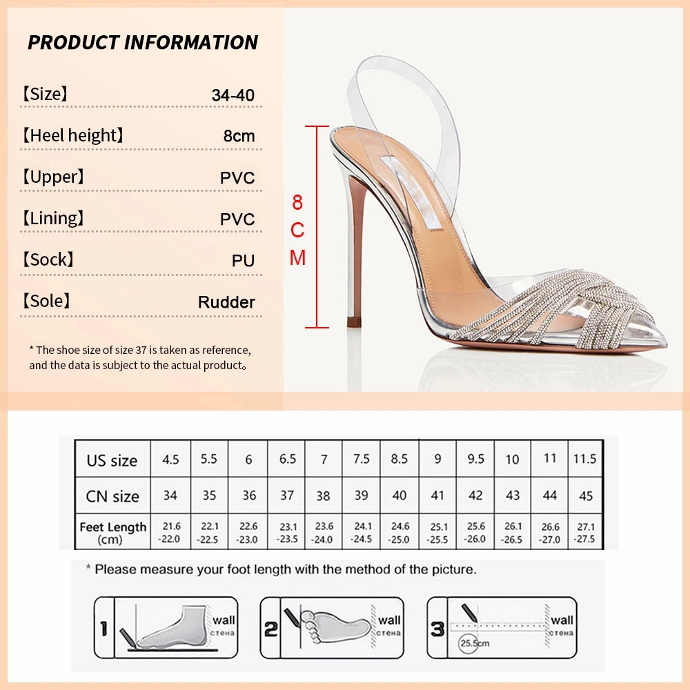 2024 Summer Occasion Women Summer Sexy High Heels Rhinestones Elegant Pointed Toe Party Shoes Eagles Slippers