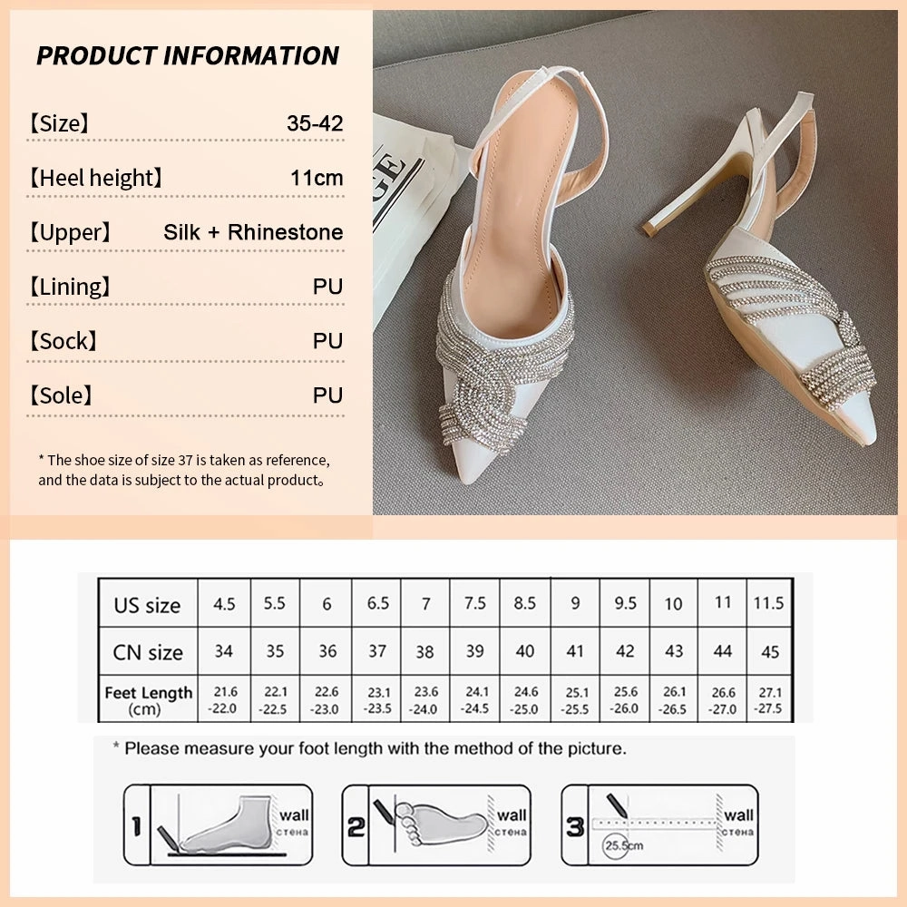 2024 Summer Occasion Women Summer Sexy High Heels Rhinestones Elegant Pointed Toe Party Shoes Sparta Slippers