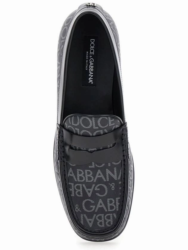 'City' Black Loafers With All-Over Logo In Cotton And Leather Man Michael Jackson Penny Loafers